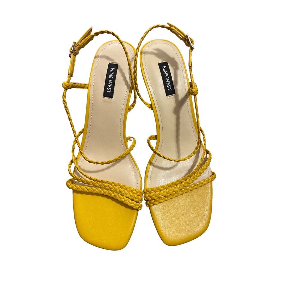 Nine West Gold Braided Square Toe Sandals Size: 8.5